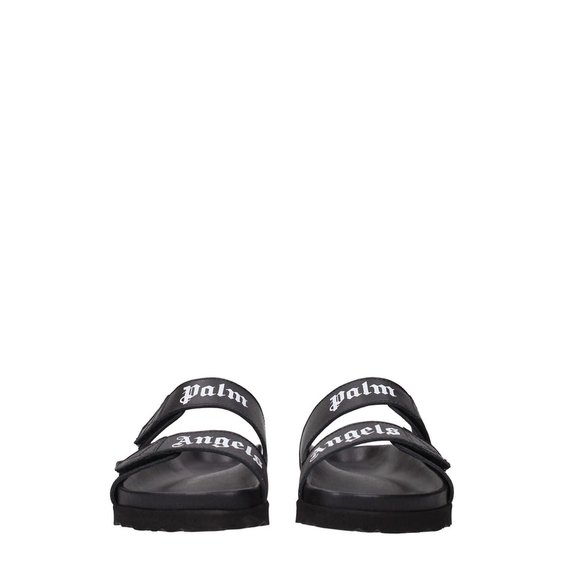 Black Leather Slipper Palm Angels