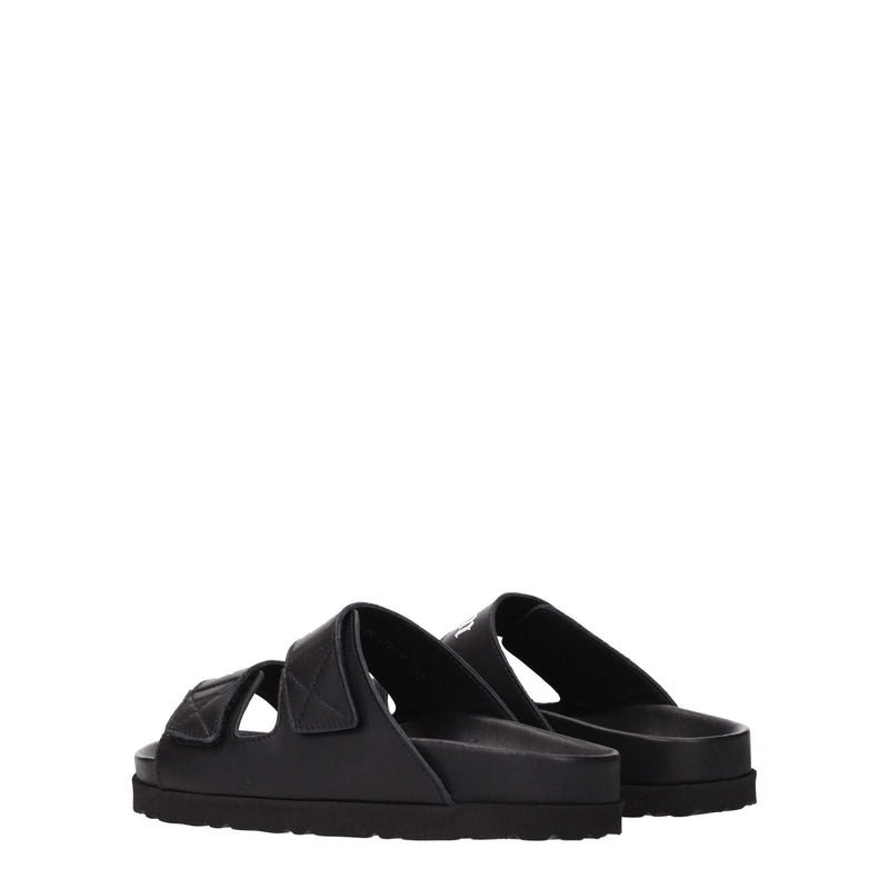 Black Leather Slipper Palm Angels