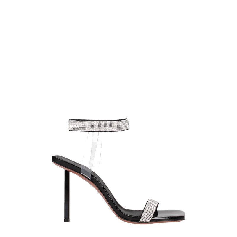 Black Crystals Stiletto Heels Sandals Amina Muaddi
