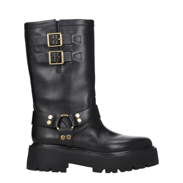 Gold Leather Ankle Boots Celine