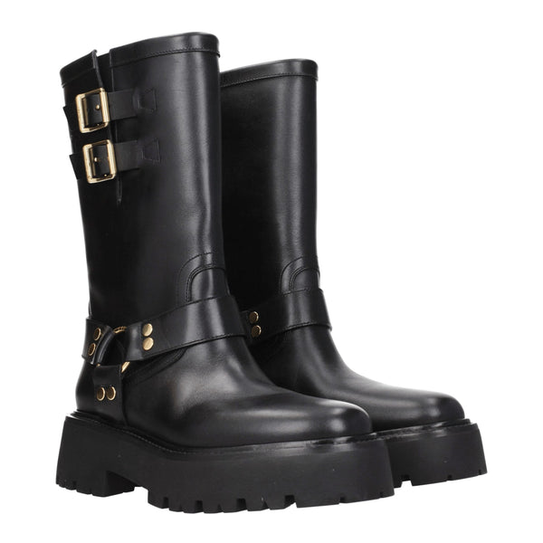 Gold Leather Ankle Boots Celine
