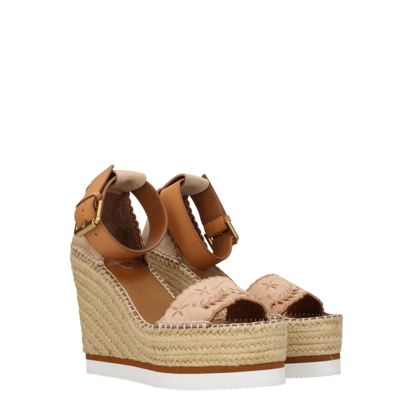 Beige Leather Wedges Sandals See By Chloé