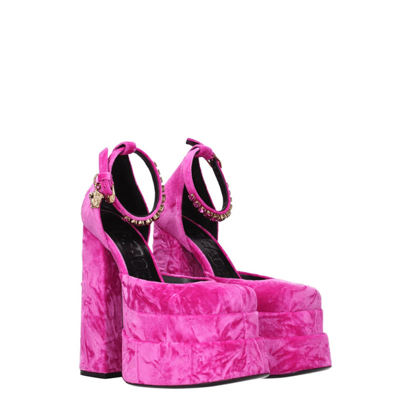 Pink Velvet Platforms Versace