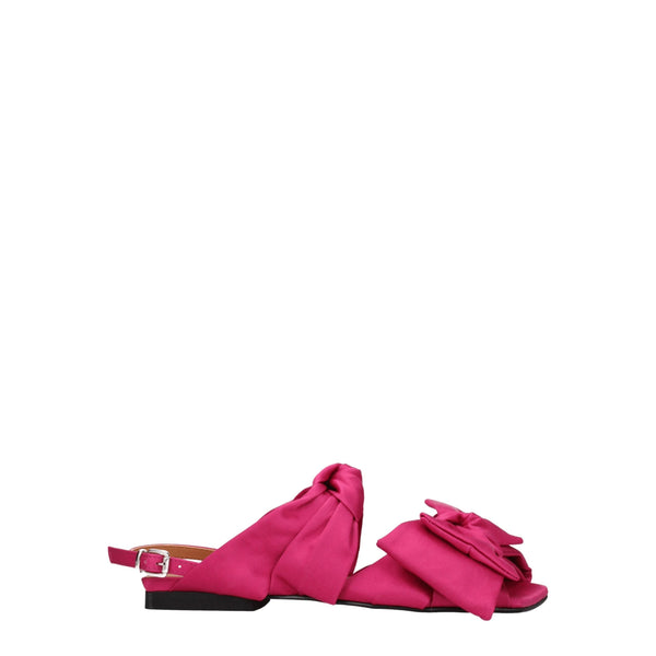 Pink Fabric Flat Sandals Ganni