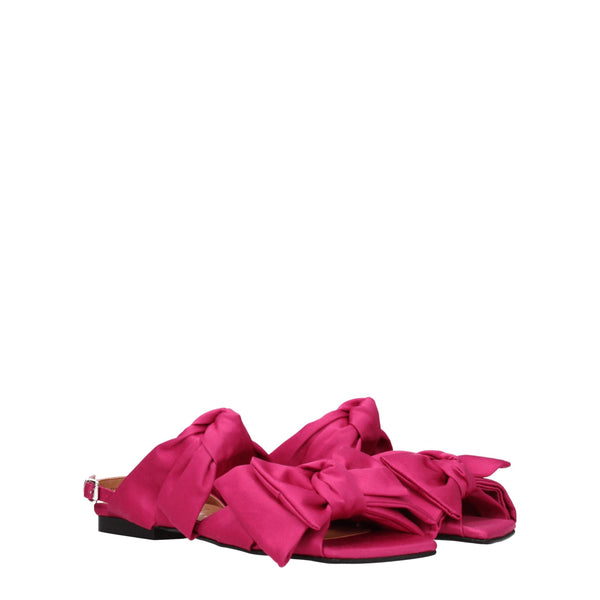 Pink Fabric Flat Sandals Ganni