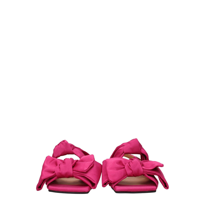 Pink Fabric Flat Sandals Ganni
