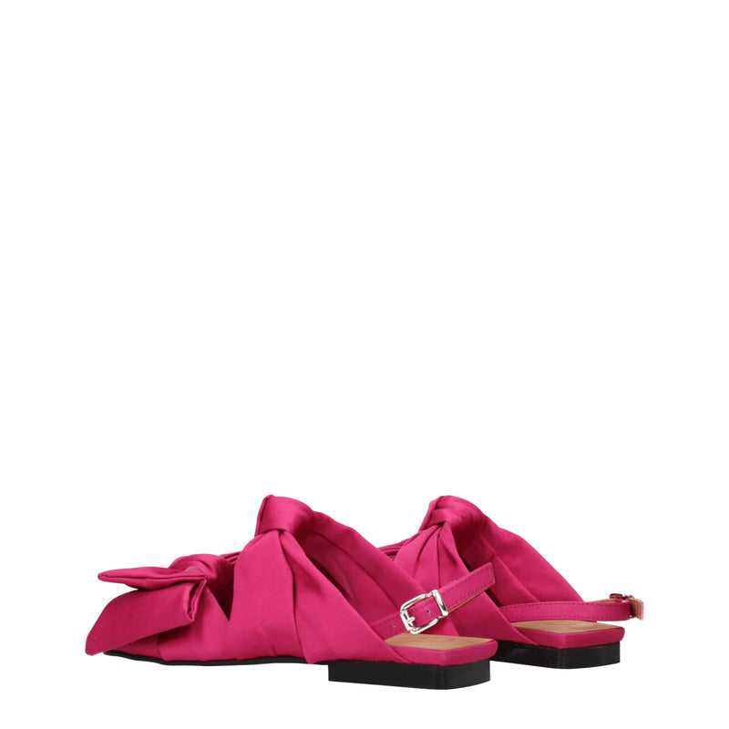 Pink Fabric Flat Sandals Ganni