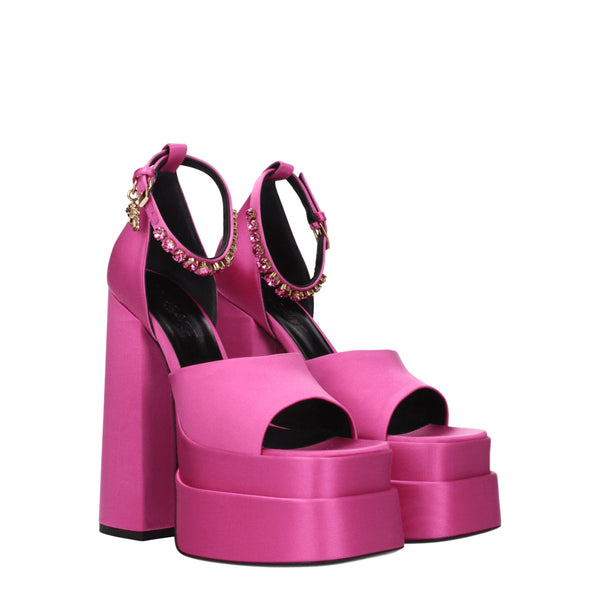 Pink Satin Platforms Versace