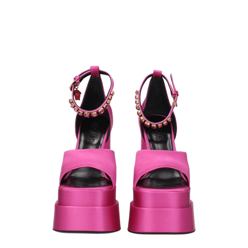 Pink Satin Platforms Versace