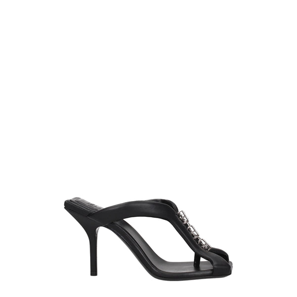 Black Leather Stiletto Heels Sandals Givenchy