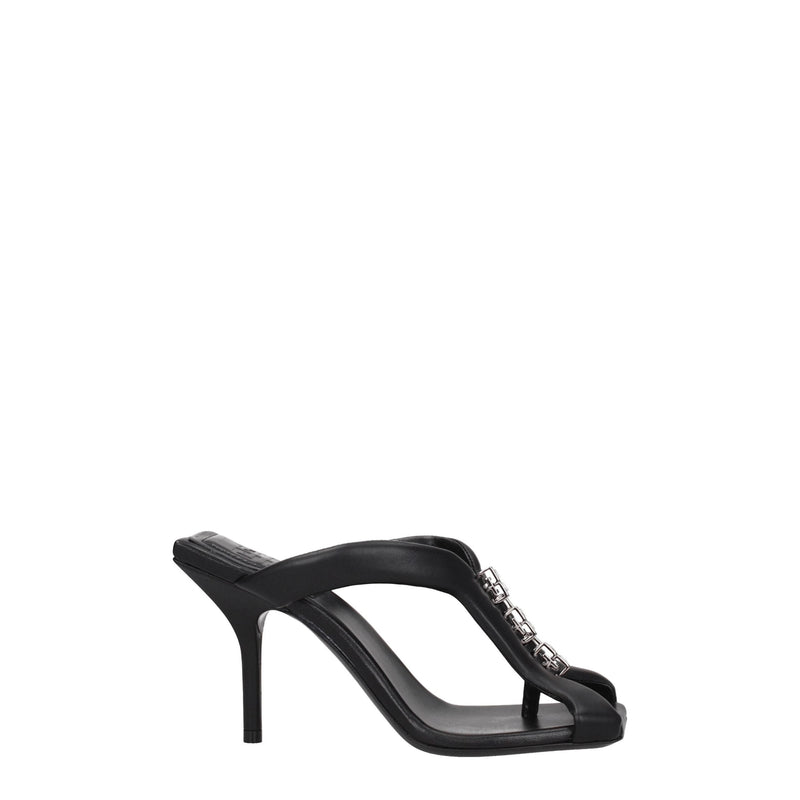 Black Leather Stiletto Heels Sandals Givenchy