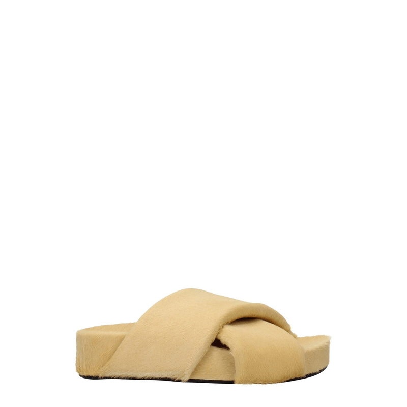 Beige Horsehair Slippers Sandals Jil Sander