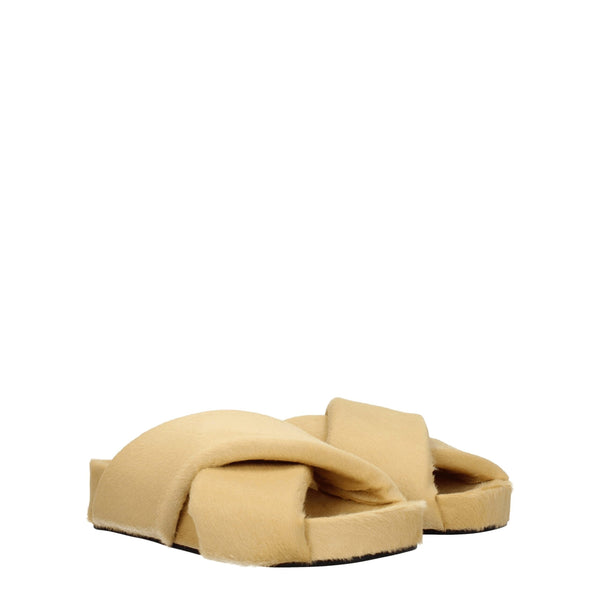 Beige Horsehair Slippers Sandals Jil Sander