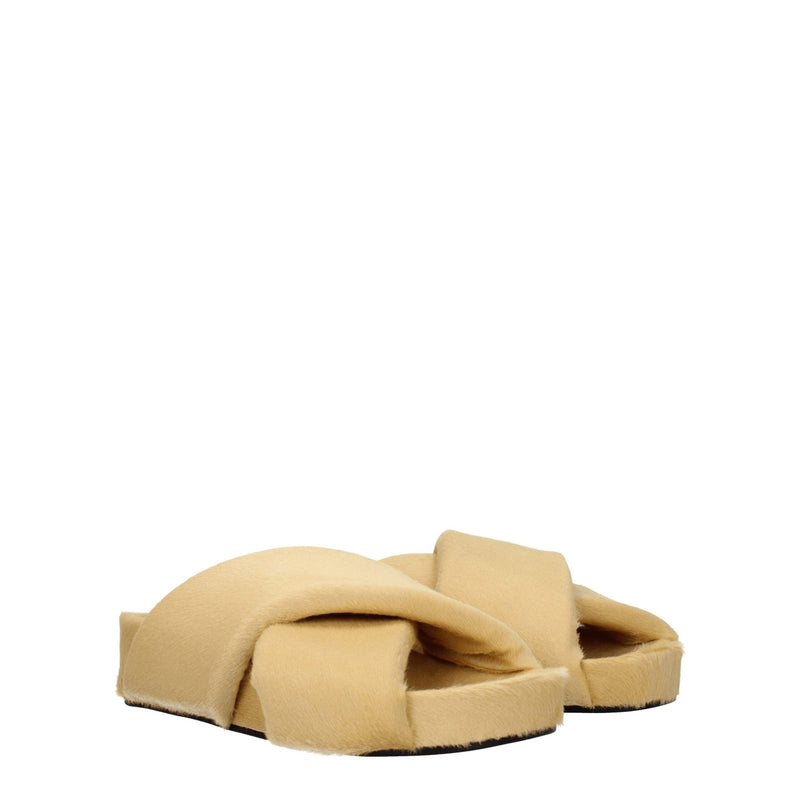 Beige Horsehair Slippers Sandals Jil Sander