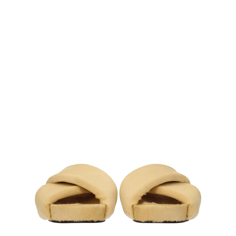 Beige Horsehair Slippers Sandals Jil Sander