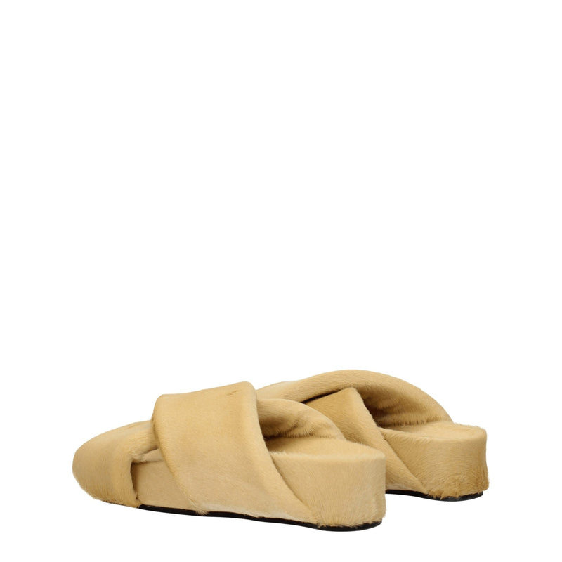 Beige Horsehair Slippers Sandals Jil Sander
