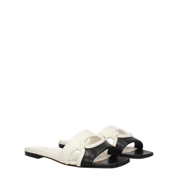 Black Leather Slippers Sandals Valentino Garavani