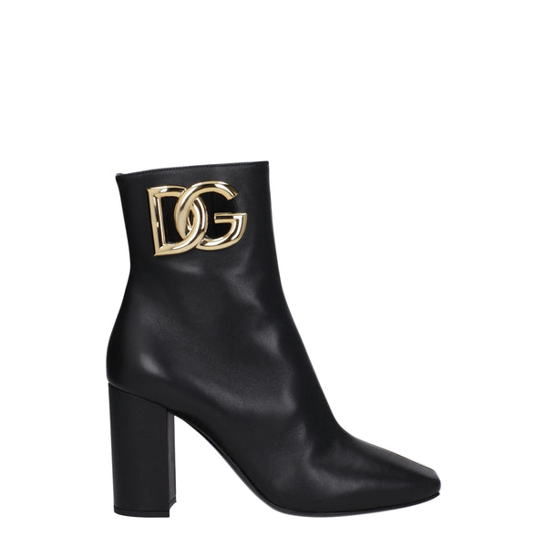 Black Leather Ankle Boots Dolce & Gabbana