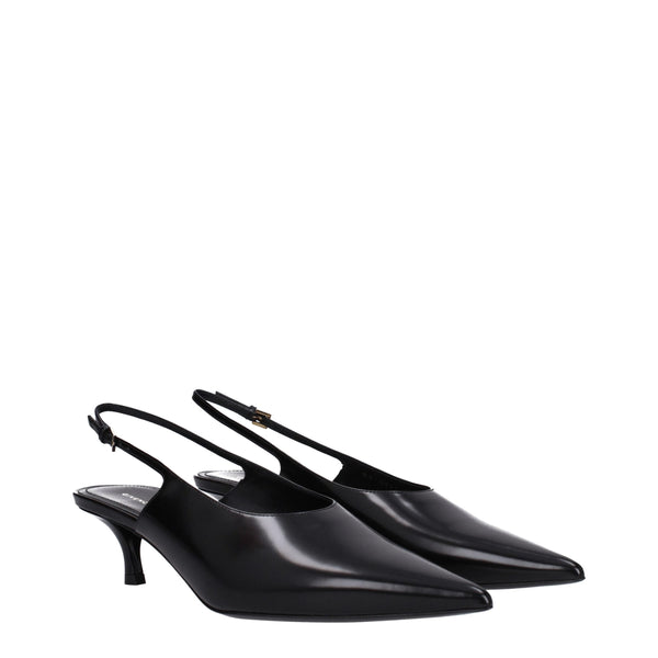 Black Leather Mid Heel Pumps Givenchy