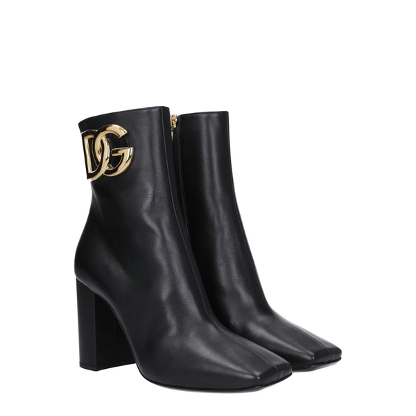 Black Leather Ankle Boots Dolce & Gabbana