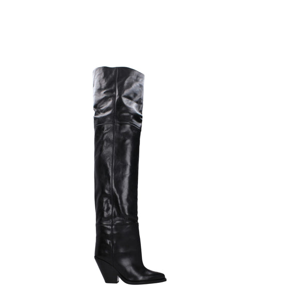 Black Leather Over The Knee Isabel Marant