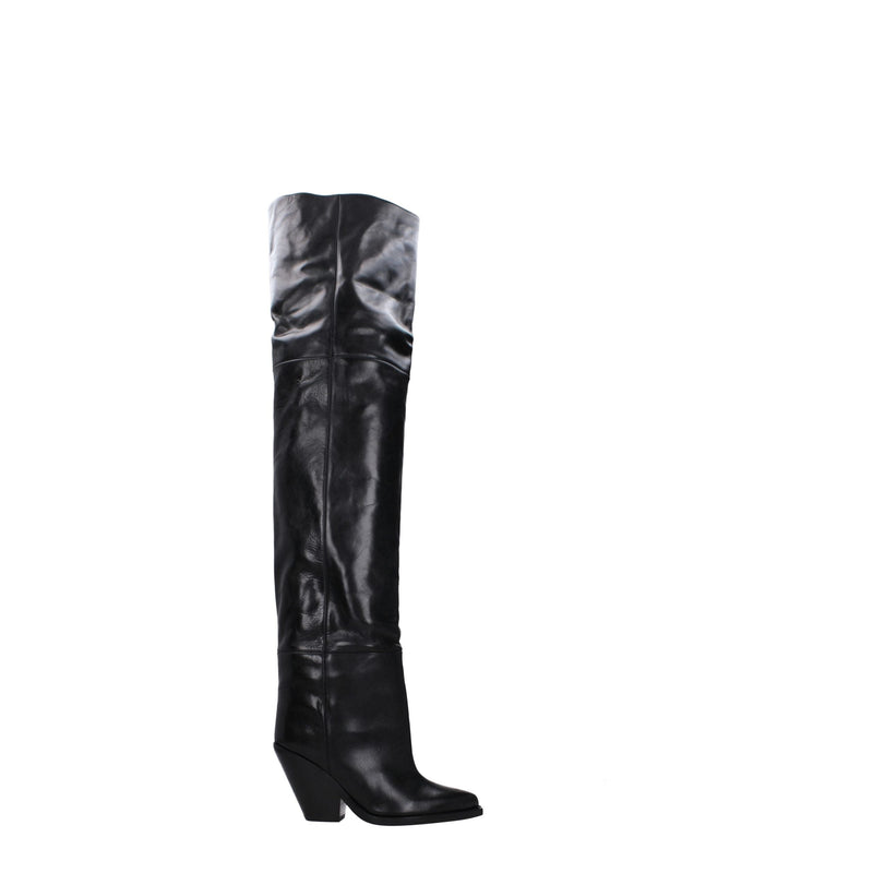 Black Leather Over The Knee Isabel Marant