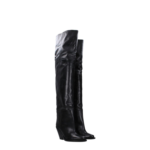 Black Leather Over The Knee Isabel Marant