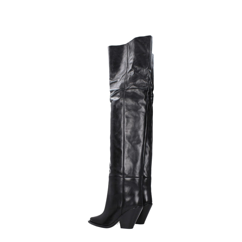 Black Leather Over The Knee Isabel Marant