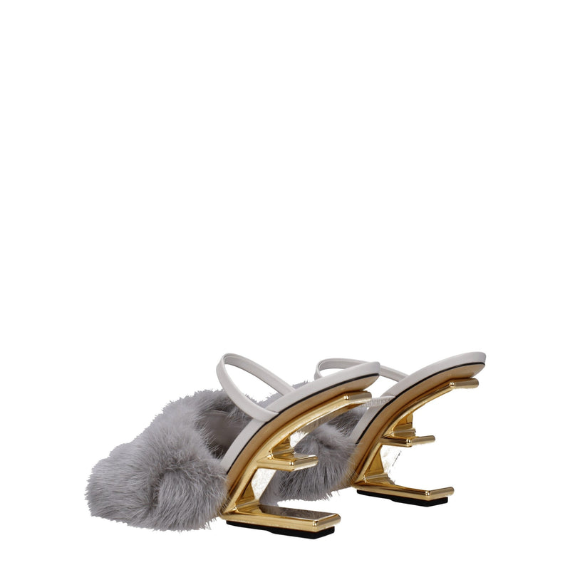 Gray Mink Slippers Sandals Fendi
