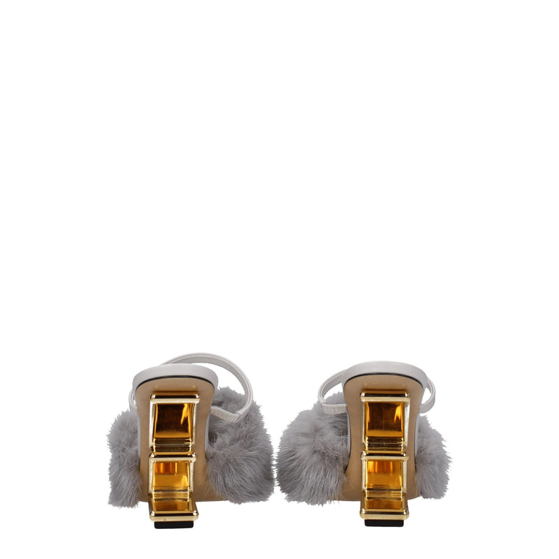 Gray Mink Slippers Sandals Fendi
