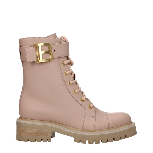 Beige Leather Ankle Boots Balmain
