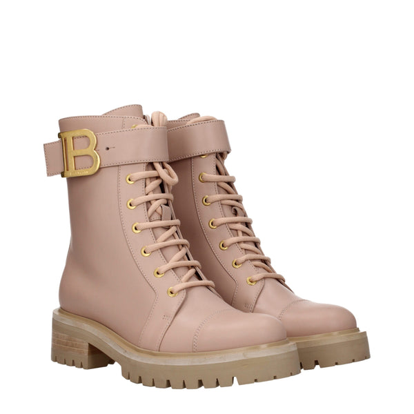 Beige Leather Ankle Boots Balmain