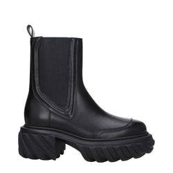 Black Leather Ankle Boots Off-White