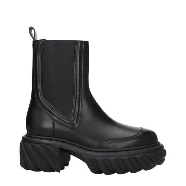 Black Leather Ankle Boots Off-White