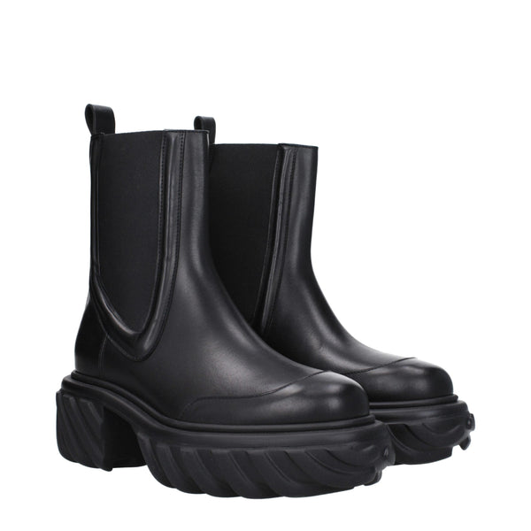 Black Leather Ankle Boots Off-White