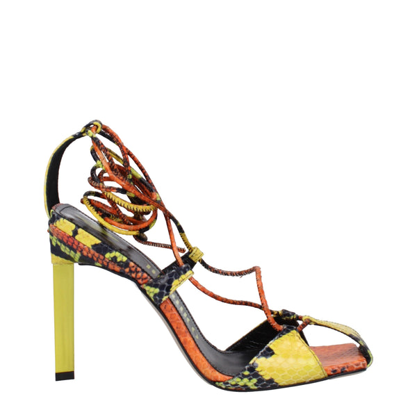 Orange Leather Stiletto Heels Sandals The Attico