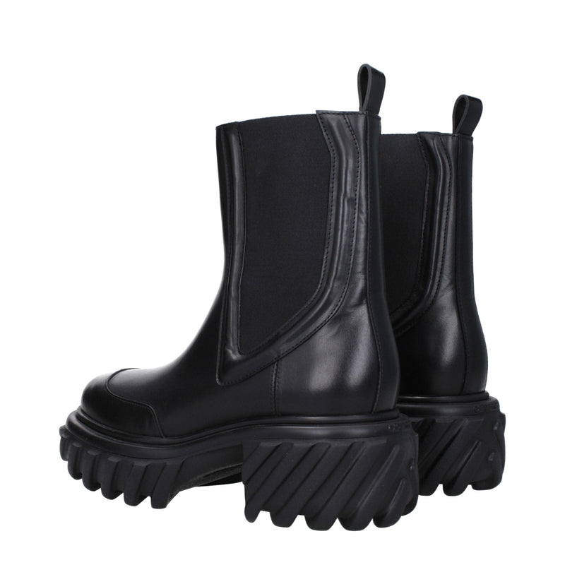 Black Leather Ankle Boots Off-White