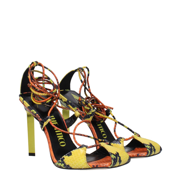 Orange Leather Stiletto Heels Sandals The Attico