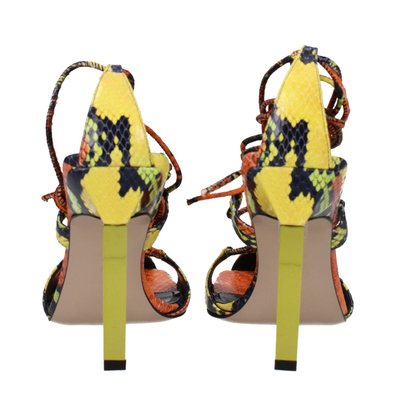 Orange Leather Stiletto Heels Sandals The Attico