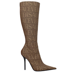 Beige Fabric High Heel Boots Versace