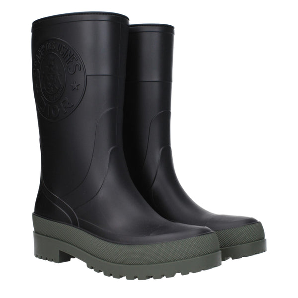 Black Cotton Rain Boots Christian Dior