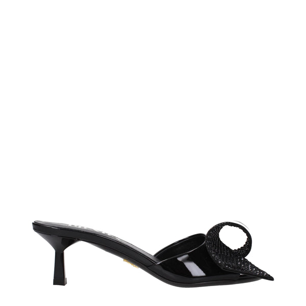 Black Leather Sandals Prada