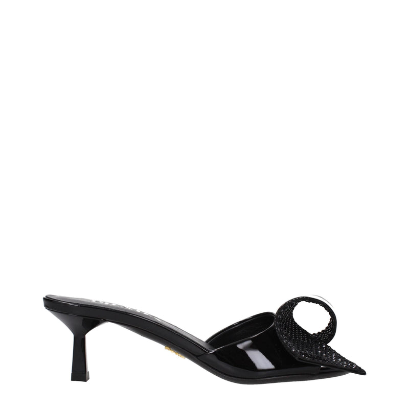 Black Leather Sandals Prada