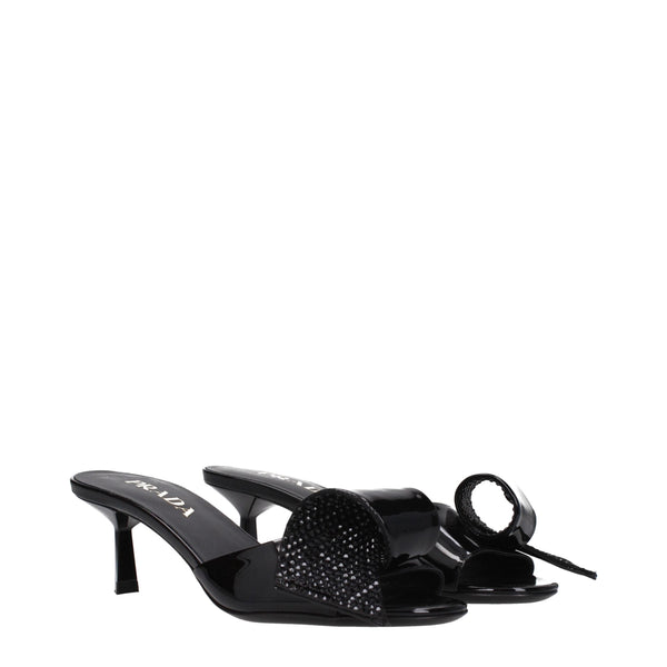Black Leather Sandals Prada