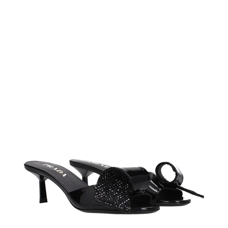 Black Leather Sandals Prada