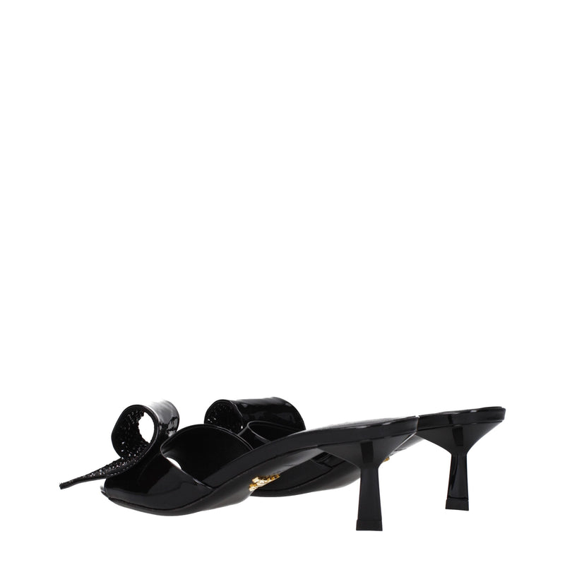 Black Leather Sandals Prada