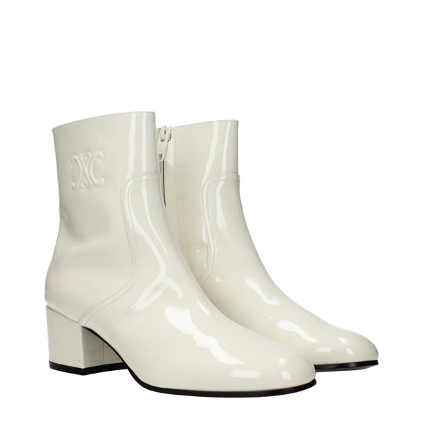 Beige Leather Ankle Boots Celine