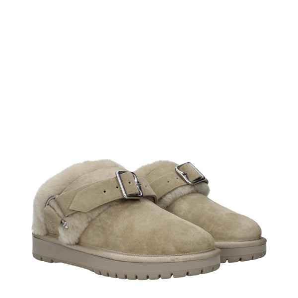 Green Leather Slippers Sandals Burberry