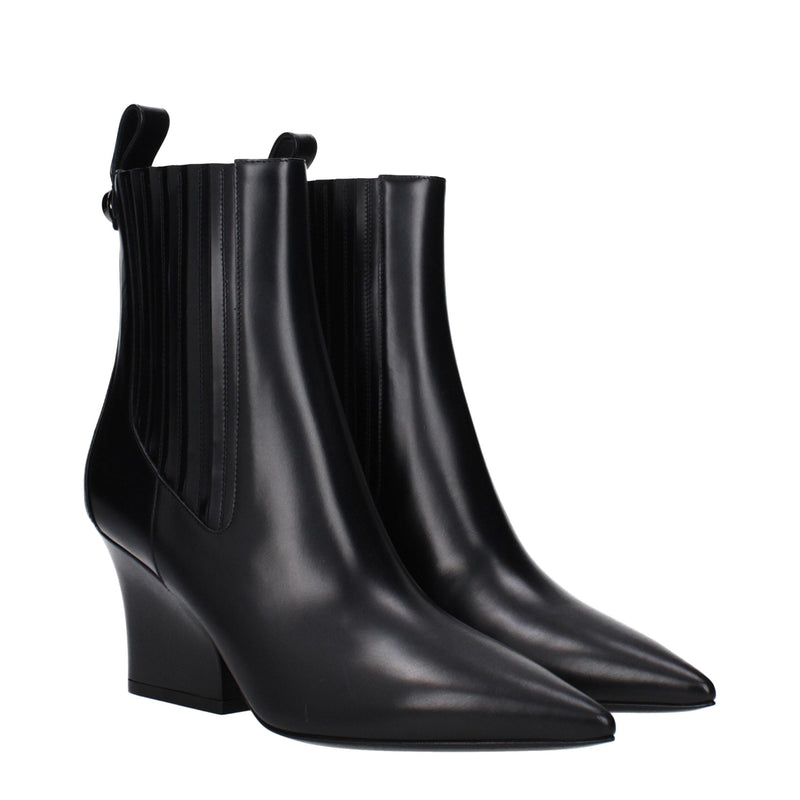 Black Leather Ankle Boots Valentino Garavani