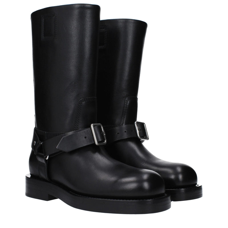 Black Leather Boots Burberry